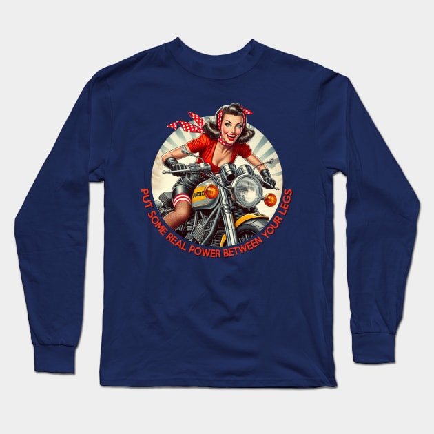 Biker Girl Long Sleeve T-Shirt by JennyPool